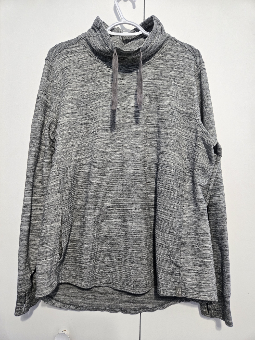 L.L.Bean 1X Plus Cowl Neck Pullover‎ Sweatershirt Gray Space Dye Cozy Lounge Top